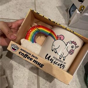 Unicorn Farts Coffee Mug with Rainbow Handle NEW